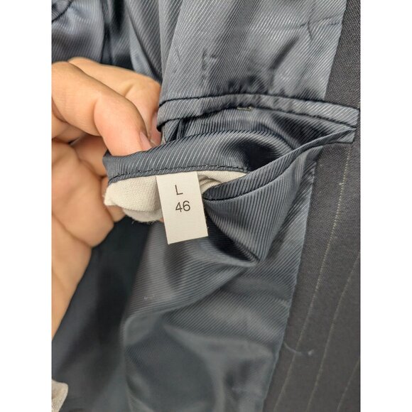 Jeffrey Banks Pinstriped 100% Wool Blazer Jacket Men Size 46L Two Button Office - Picture 12 of 13